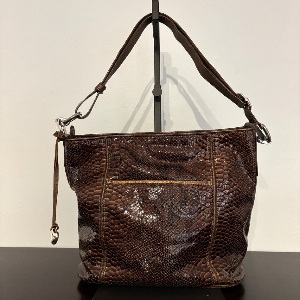 Brighton Shinny Brown Faux Snake Python Skin Shou… - image 7